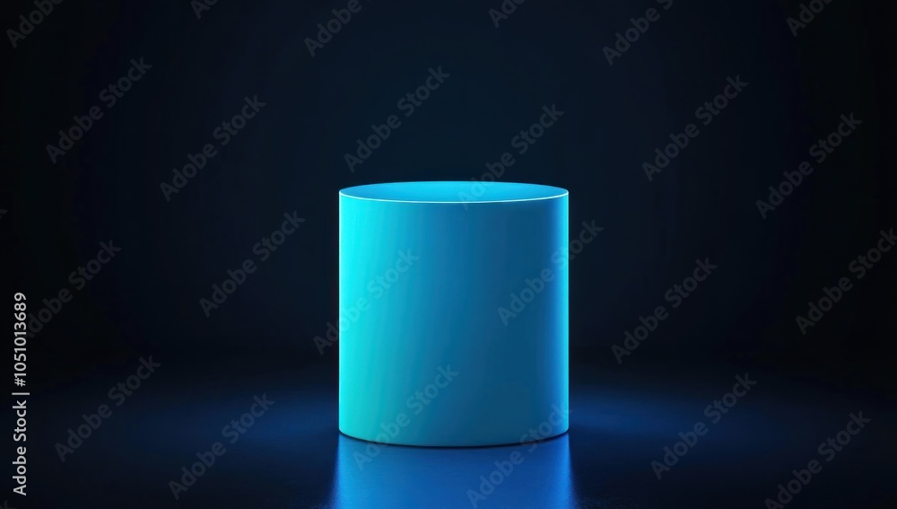 Blue Cylinder on Black Background Blue Cylinder on Black Background