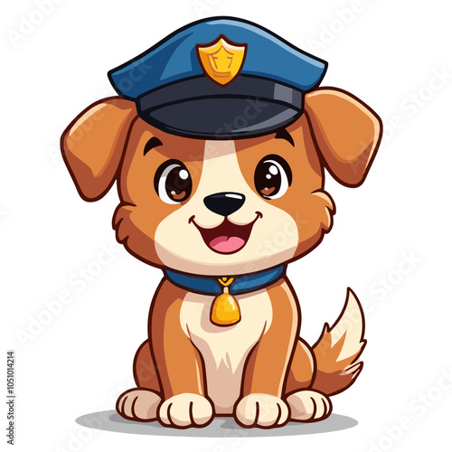 Law Enforcer Cartoon Dog with Cap Against  