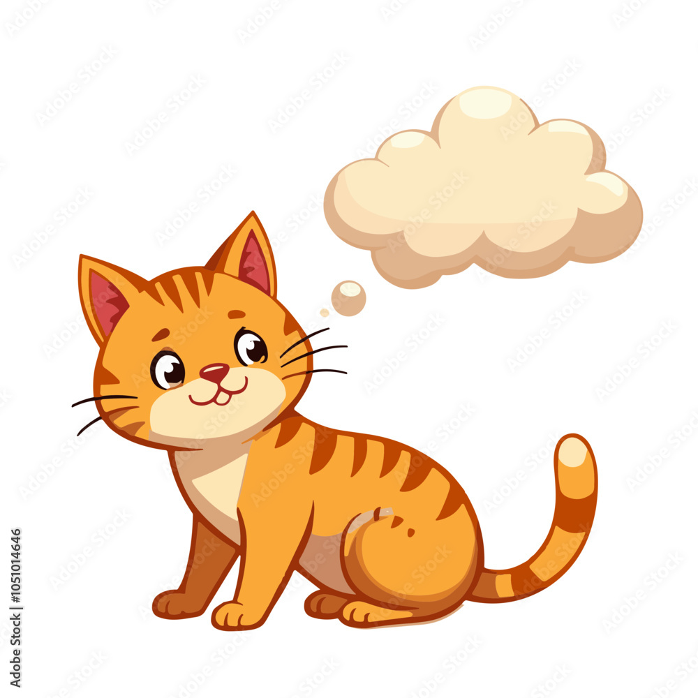 Happy Cat with Heart Thoughts and Fluffy Fur Happy Cat with Heart Thoughts and Fluffy Fur