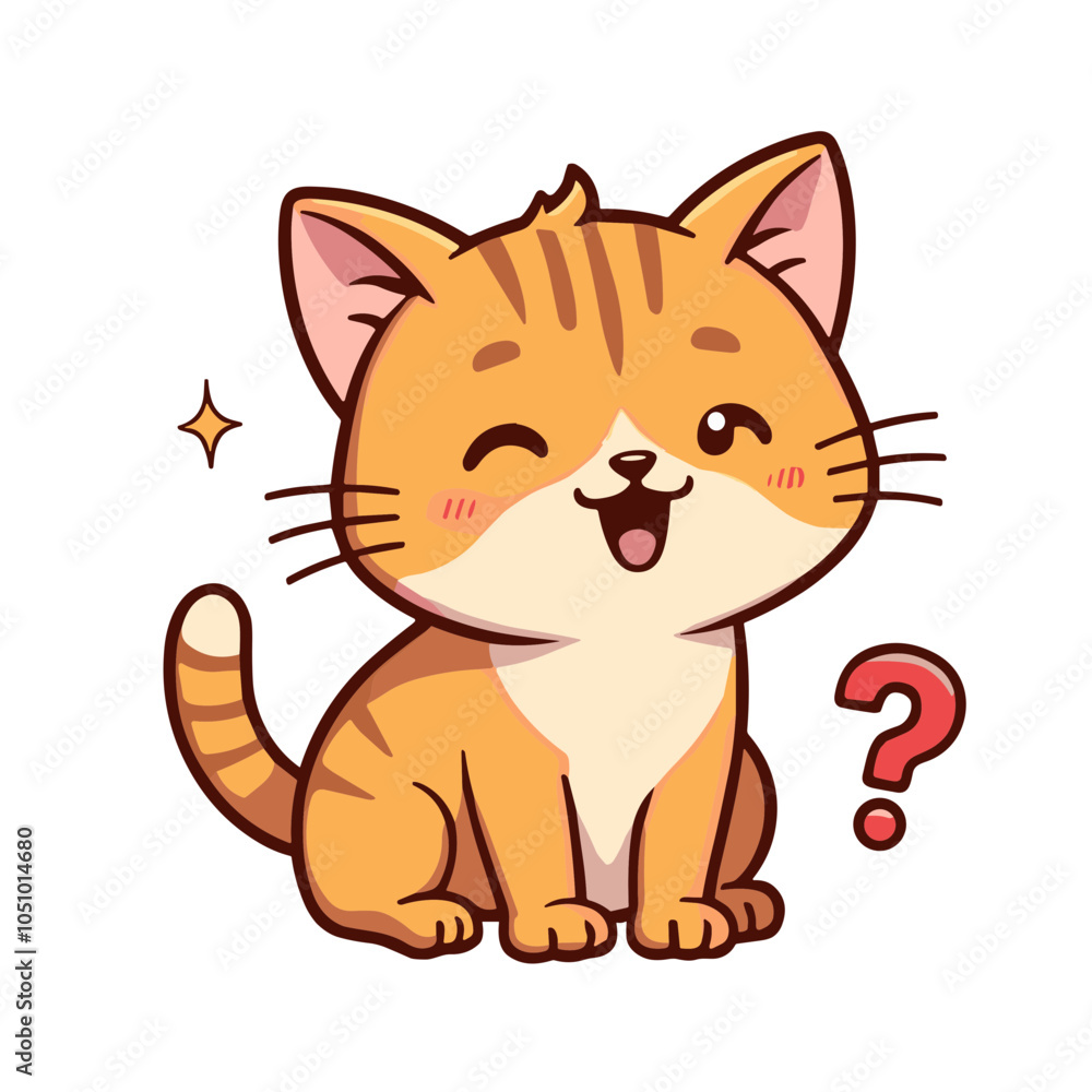 Puzzled Cat Facing a Question Mark