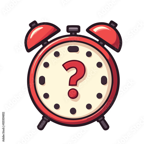 Alarm Clock with Question Marks in Retro Style Vector