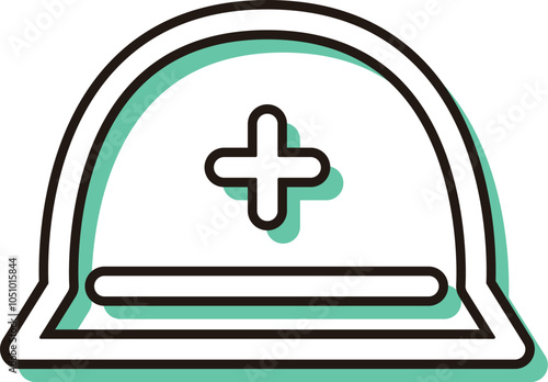 防災に必要な持ち物のカラーシャドウ単品アイコン　ヘルメット