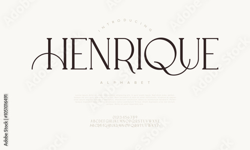 Henrique typography beauty fashion elegant minimalist serif italic fonts decorative wedding vintage retro logos. Minimal luxury font alphabet logo. Vector illustration