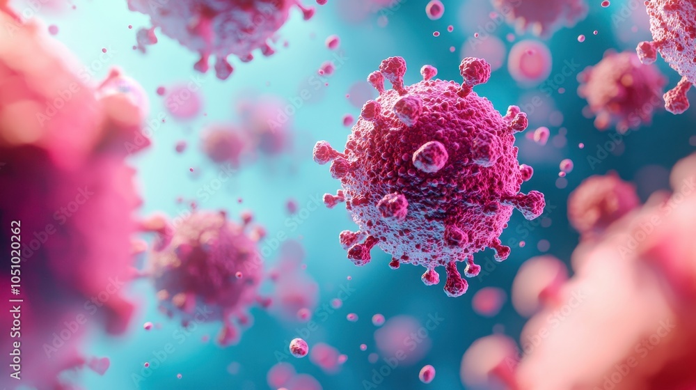 A vibrant, close-up illustration of virus particles, showcasing intricate details, colors, and a blurred background, emphasizing their microscopic nature. A vibrant, close-up illustration of virus particles, showcasing intricate details, colors, and a blurred background, emphasizing their microscopic nature.