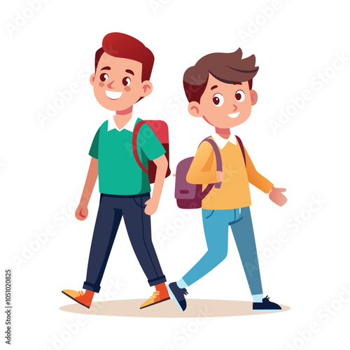 vector example of a picture of a student going to school