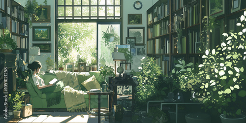 読書の時間を優雅に過ごす女の子