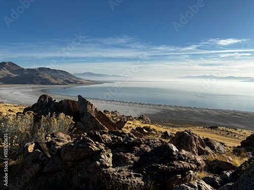 Antelope Island from Buffalo Point Trail overlooking the Great Salt Lake photo