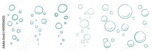 手書きの炭酸イラスト。水底から水面へ登っていく細やかな気泡。スパークリングワインの発泡。