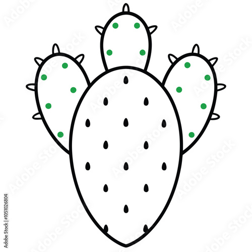 The prickly pear line art vector and illustration are isolated on a white background.