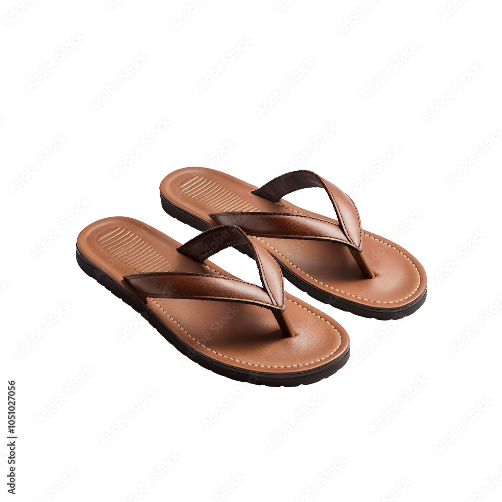 Naklejka premium Discover the Perfect Pair: Quality Brown Flip Flops That Combine Comfort and Style for All Your Summer Adventures, From Beach Days to Casual Outings with Friends and Family.