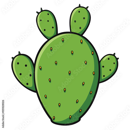 The prickly pear vector and illustration are isolated on a white background.