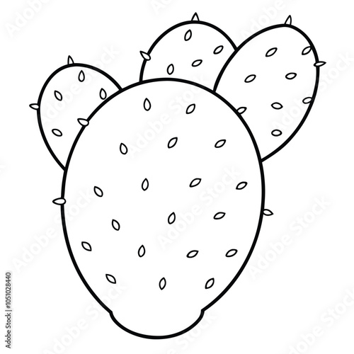 The prickly pear line art vector and illustration are isolated on a white background.