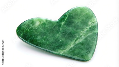 Green quartz gua sha tool on white background photo