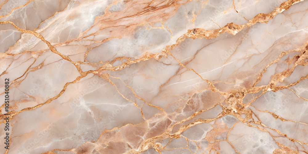 Fototapeta premium Luxurious rose gold marble texture with delicate veining and glossy finish.