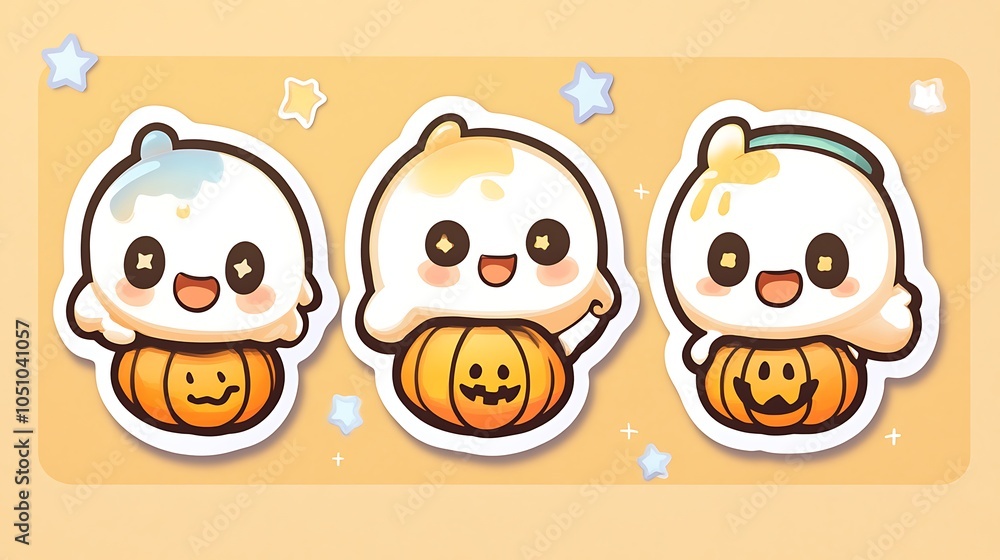 Friendly Ghosts Holding Pumpkins for Halloween Friendly Ghosts Holding Pumpkins for Halloween