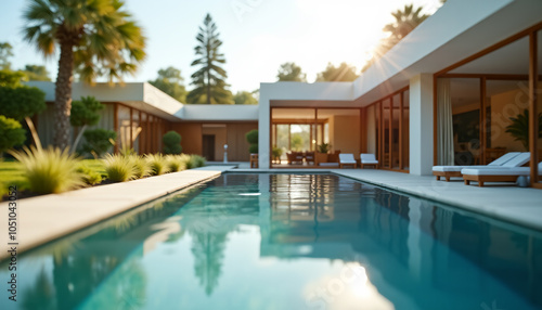 Wallpaper Mural Modern Luxury Villa with Swimming Pool and Patio: Dream Home Concept Torontodigital.ca