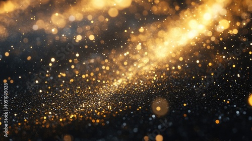 Captivating golden particles a magical display of light and sparkle in an ethereal atmosphere