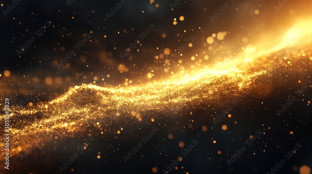 Fototapeta premium Golden cosmic dust a spectacular display of shimmering light in the universe