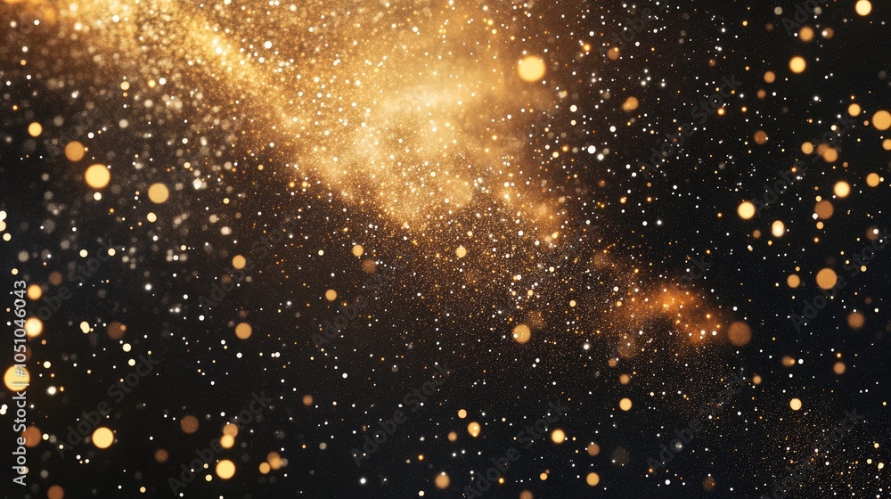 Fototapeta premium A stunning display of golden particles creating a celestial atmosphere in a dark background