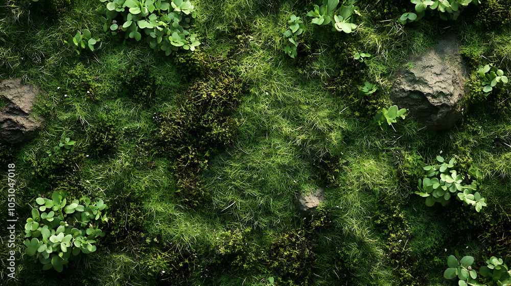 Green Grass and Stone Realistic Texture Background Green Grass and Stone Realistic Texture Background