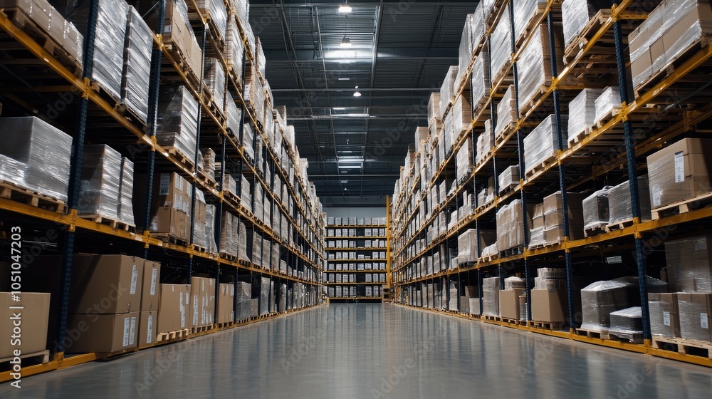Fototapeta premium Efficient warehouse management a look at modern storage solutions and inventory practices