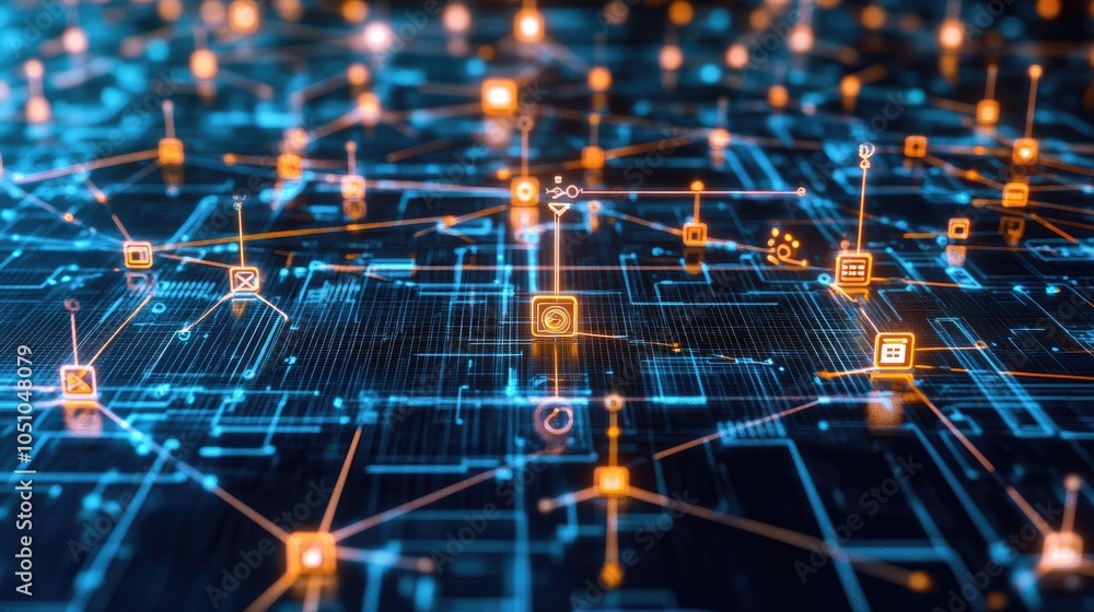 Obraz premium Exploring the digital frontier a deep dive into connectivity and technology through network visualization