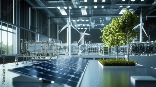 Innovative green technology the future of sustainable energy solutions with solar power and wind turbines