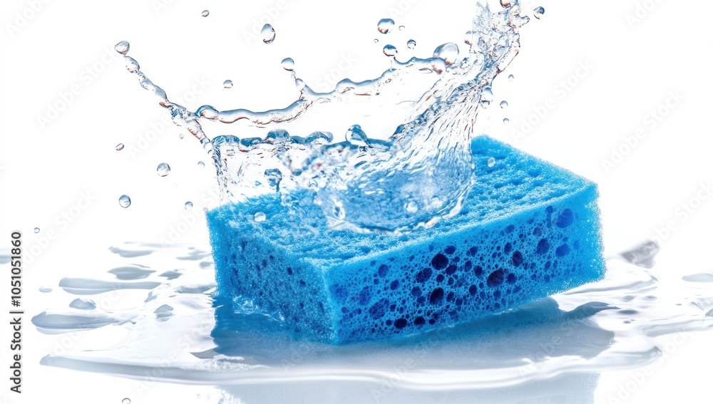 Blue Sponge Splashing in Water Blue Sponge Splashing in Water