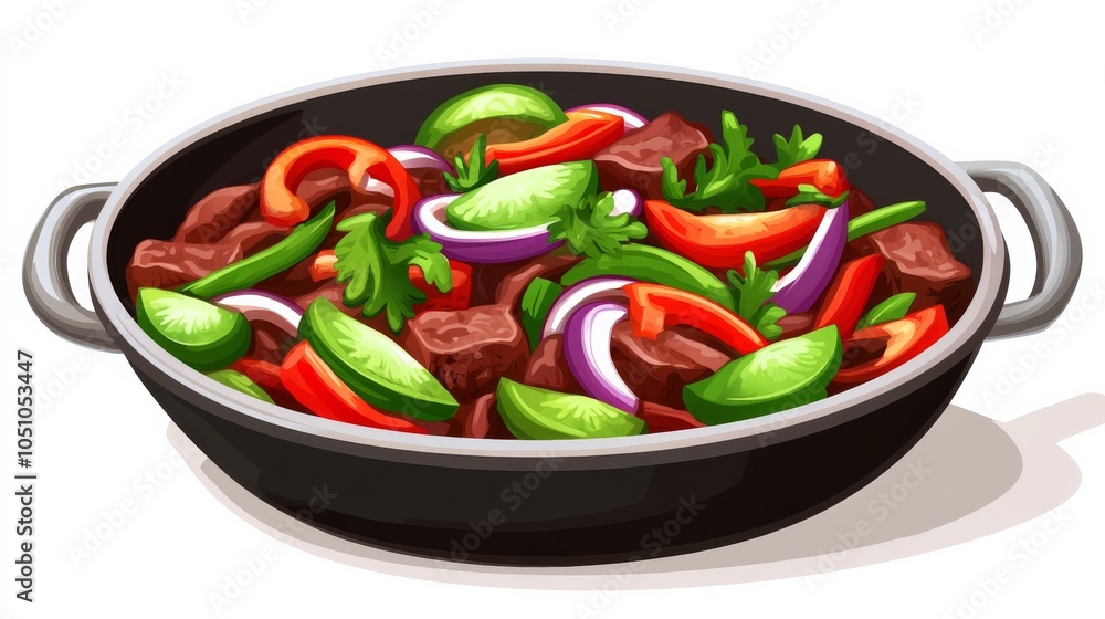 Elegant Fajitas with Vibrant Colors on White Background Elegant Fajitas with Vibrant Colors on White Background
