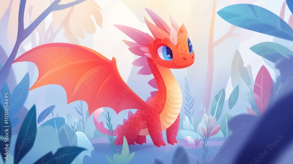 Obraz premium Dragon in the jungle illustration
