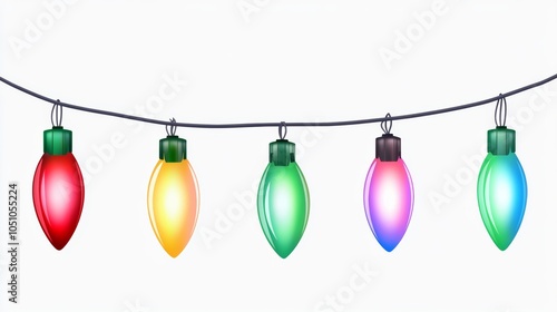 Christmas Lights Isolated on Transparent Background. Festive Colorful Christmas Lights String Decoration. Vector Graphic for Christmas Cards, Banners, Poster, Web