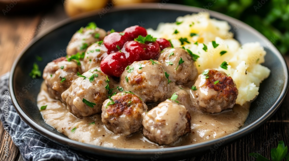Savory Meatballs with Gravy and Mashed Potatoes Savory Meatballs with Gravy and Mashed Potatoes