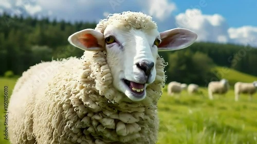 Sheep in the middle of the savanna