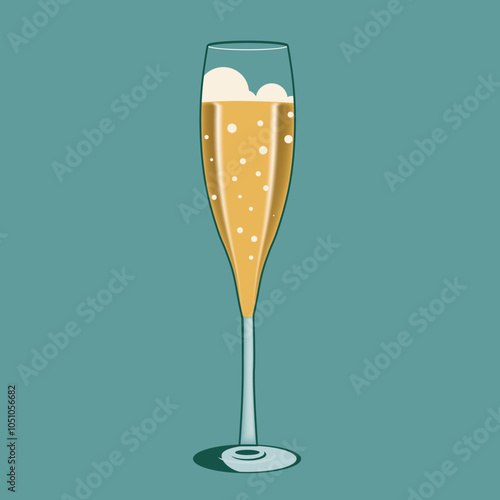 Glass of champagne with bubbles