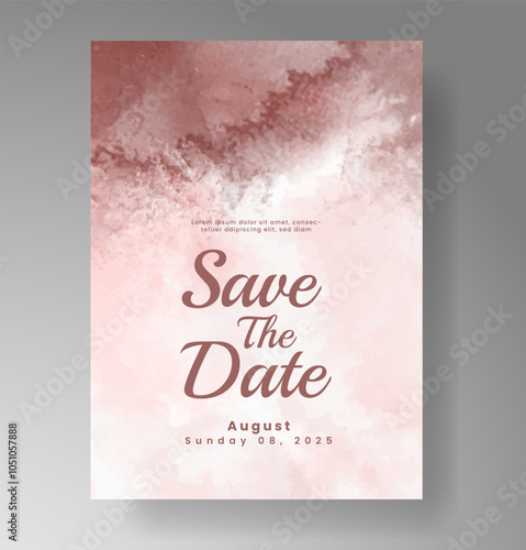 Wedding invitation with Abstract splashed watercolor background