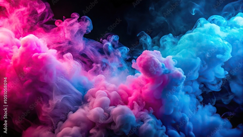 Vibrant pink and blue neon smoke creating a colorful background silhouette Vibrant pink and blue neon smoke creating a colorful background silhouette