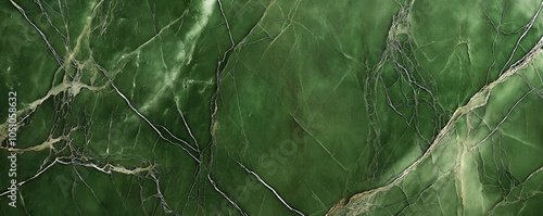 Green marble slab with natural veining texture