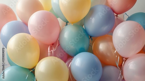 Wallpaper Mural a bunch of cute colorful pastel hydrogen balloons with a ribbon tied on the bottom Torontodigital.ca