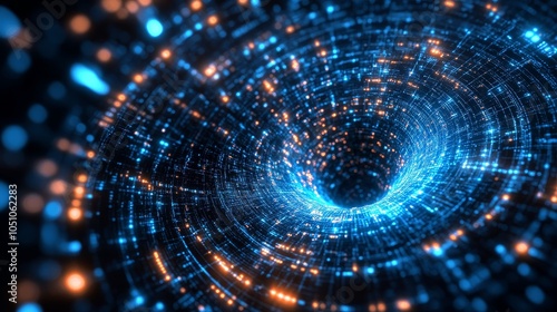 Wallpaper Mural The dynamic abstract image displays a radial vortex formed by a chaotic data cluster, highlighting the complexity and motion of information in a striking way Torontodigital.ca