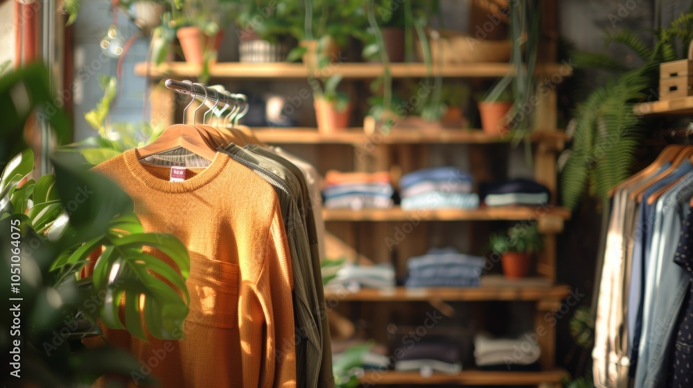 Cozy Orange Sweater in a Boho Clothing Store Cozy Orange Sweater in a Boho Clothing Store