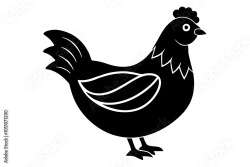 Beautiful black  easter chicken vector silhouette 