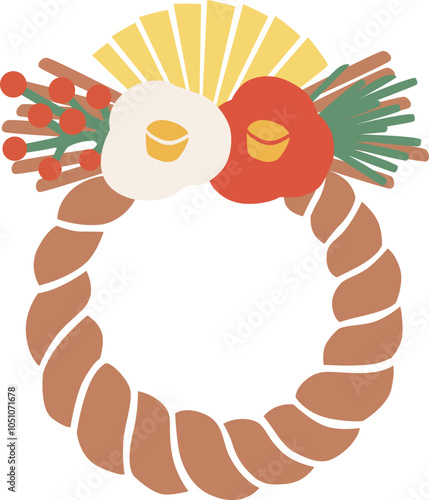 日本の正月飾り「しめ縄」のベクターイラスト	
