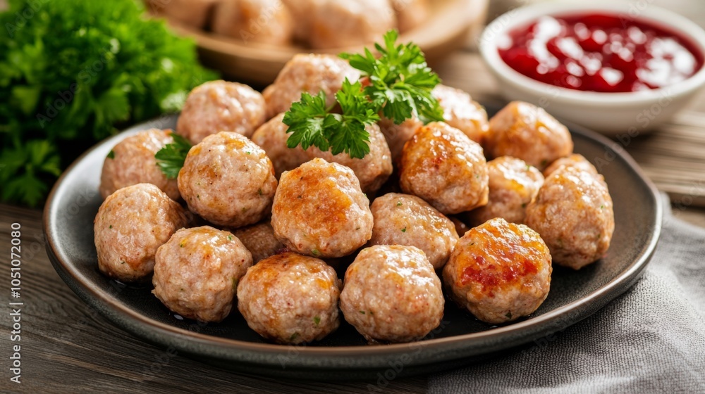 Delicious Meatballs with Lingonberry Sauce Presentation Delicious Meatballs with Lingonberry Sauce Presentation