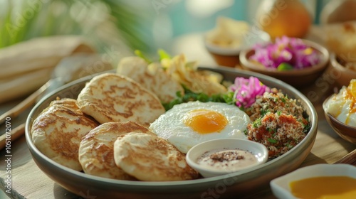 Eastern Breakfast Foods with Fresh Ingredients