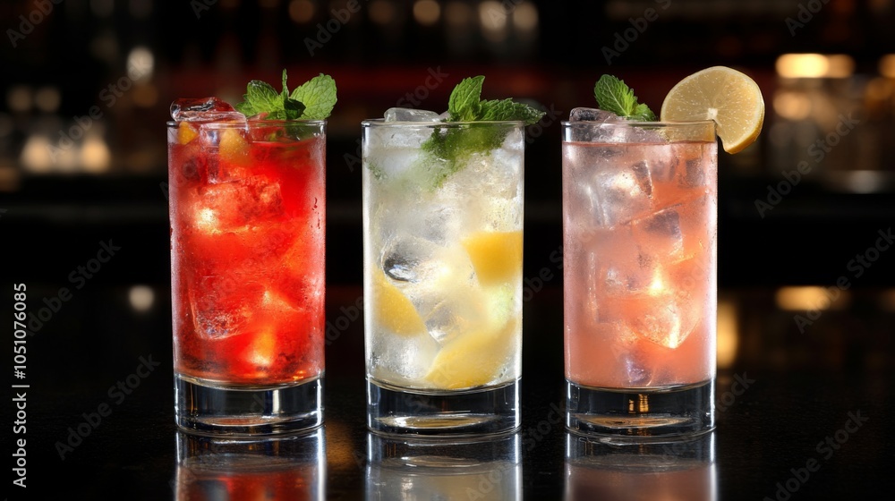 Refreshing Beverages in Clear Glass Tumblers Refreshing Beverages in Clear Glass Tumblers