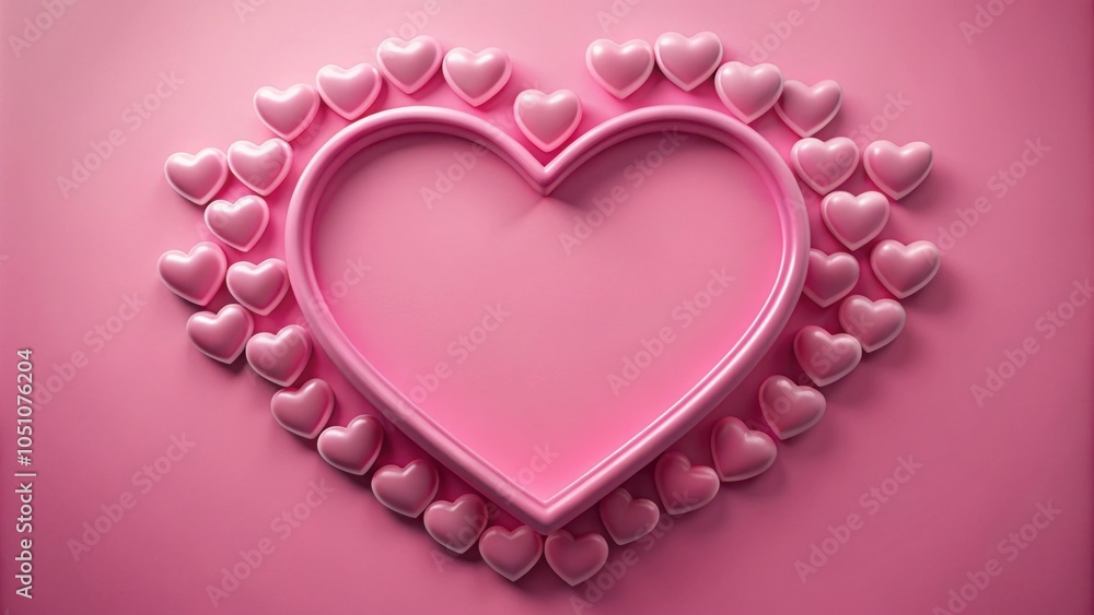 Fototapeta premium Love heart pink frame on background, love, heart, pink, frame,background, romantic, design, Valentine's Day