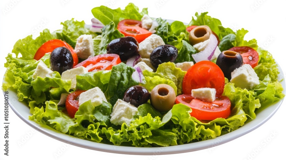 Fresh Salad with Mixed Greens and Olives on a Plate Fresh Salad with Mixed Greens and Olives on a Plate