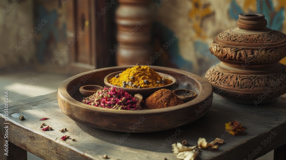 Fototapeta premium Vibrant Middle Eastern Spices with Creative Plating