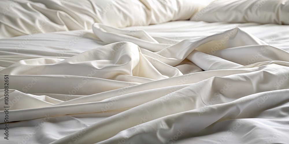 Soft, Wrinkled White Fabric Draped in Gentle Curves, Creating a Textural Symphony of Light and Shadow Soft, Wrinkled White Fabric Draped in Gentle Curves, Creating a Textural Symphony of Light and Shadow