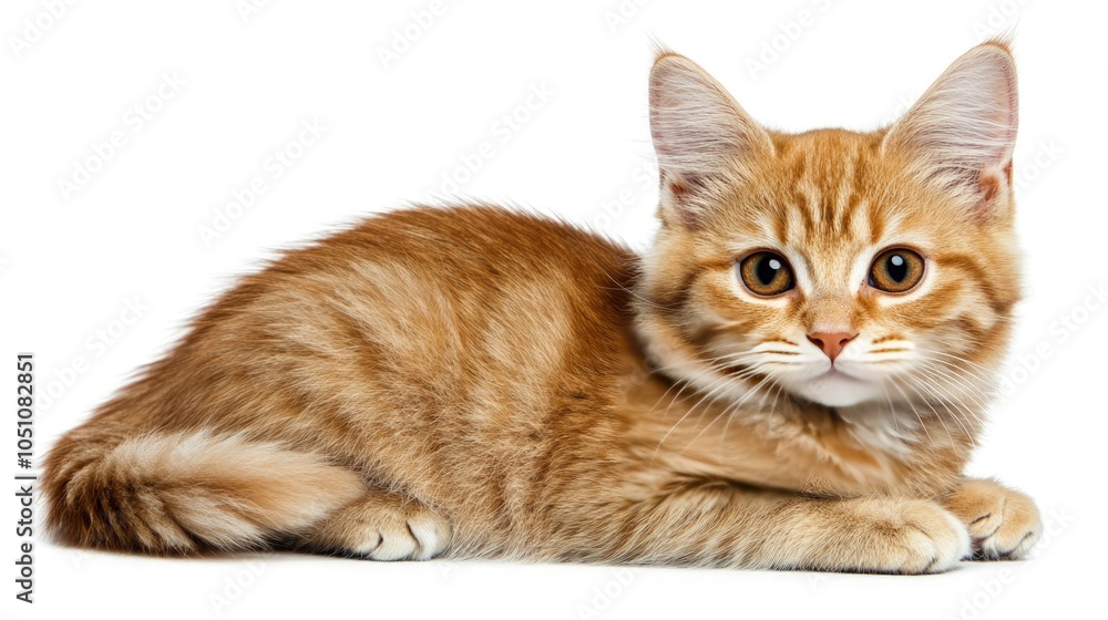 Fototapeta premium Adorable ginger kitten with big eyes looking directly at the camera.